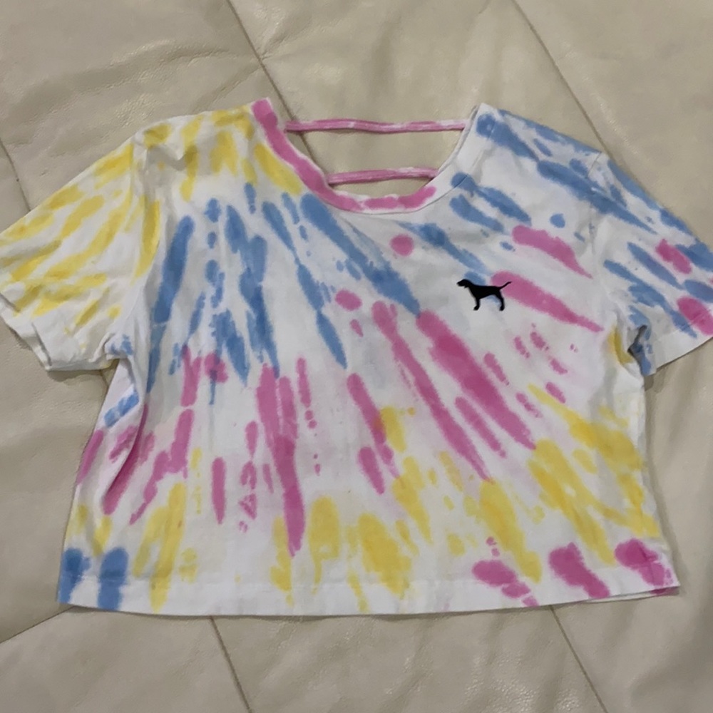 PINK tie-dye crop top XS